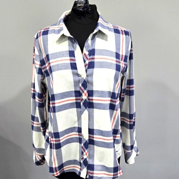 🐢 Vineyard Vines Performance you Costal Relaxed Flannel Shirt Size 10 - Picture 1 of 12